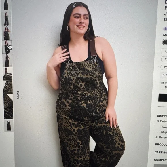 Cider Cheetah print wide leg  overalls - Picture 5 of 9